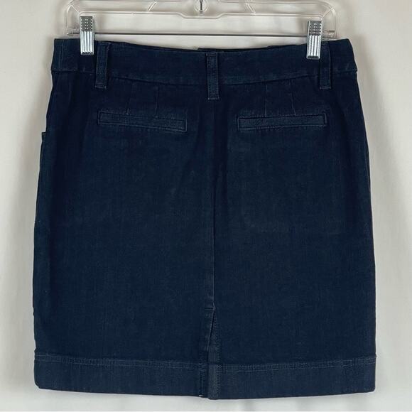 LOFT Blue Denim Cotton Blend Dark Wash Boho Cottage Jean Skirt NWOT Size 4P - Picture 4 of 10